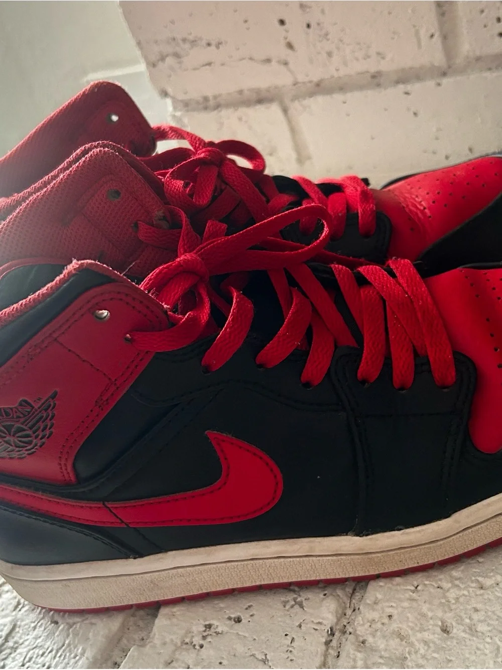 Nike Men’s Red and Black High-Top Sneakers - Iconic Swoosh